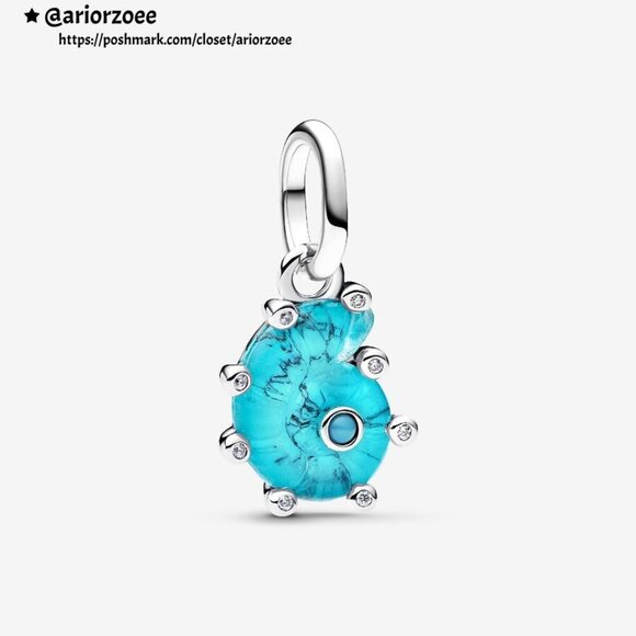 Pandora Blue Murano Glass Sea Snail Dangle Charm - Picture 1 of 2